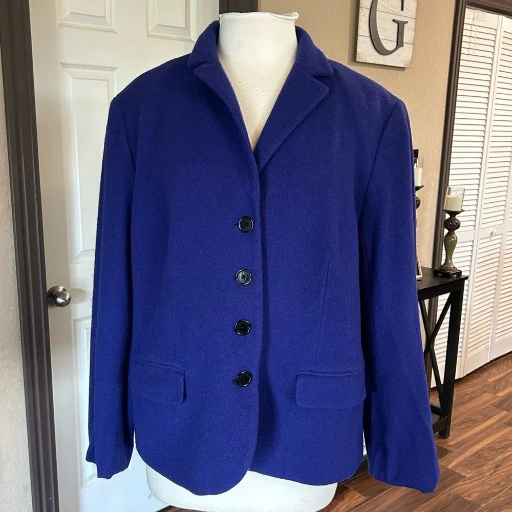 Lauren Ralph Lauren Blue Button Front Blazer Jacket - Picture 2 of 5